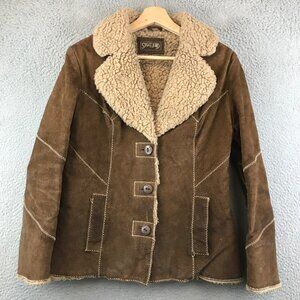Vintage Split End Genuine Leather Shearling Sherpa Lined Button Down jacket 9/10
